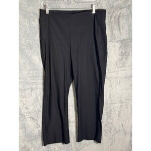 Chicos Black Pull On Crop Pants Women Size 2 US 12 Elastic Waist Trousers
